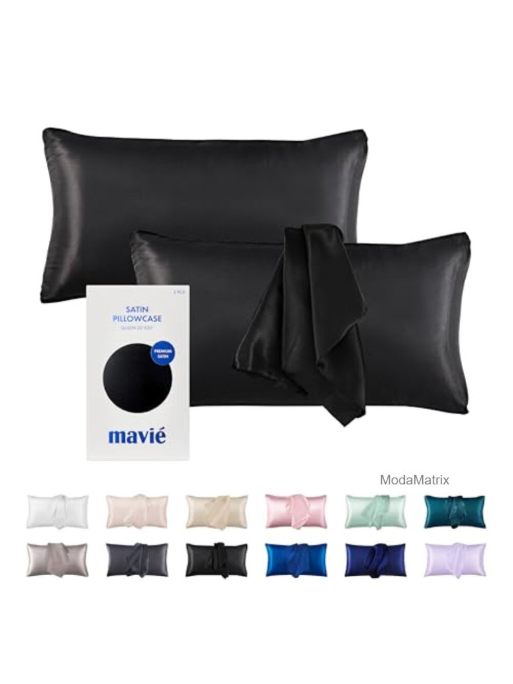 Satin Pillowcase Set Queen Ultra Soft Cooling Envelope Closure 2 Pack